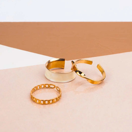 Pack of 3 Golden And White Rings Combo