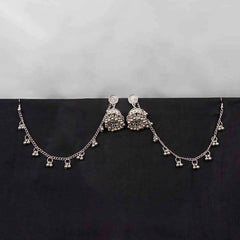 Oxidised Hair Chain Earrings