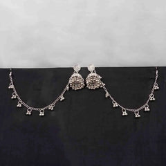 Oxidised Hair Chain Earrings