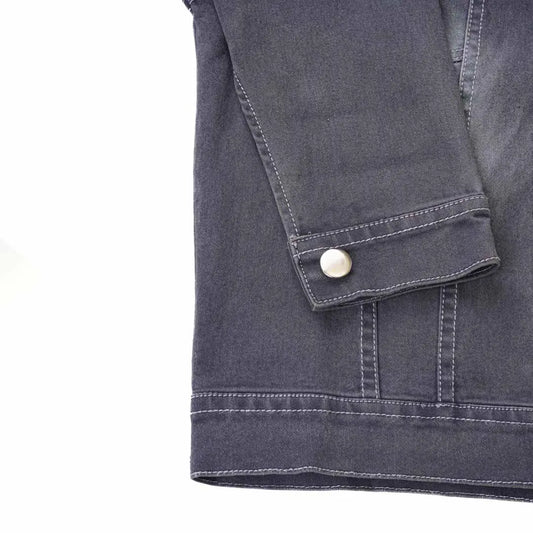 Grey Crop Denim Jacket