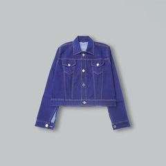 Deep Blue Crop Denim Jacket