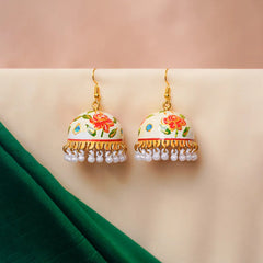Bright Floral Meenakari Bell Jhumka