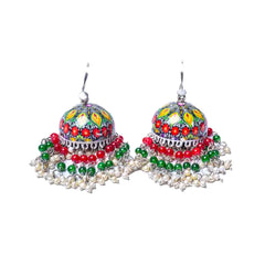 Floral Meenakari Beaded Jhumka