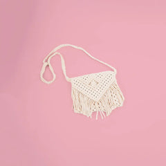 Macrame White Tassel Sling Bag