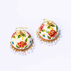 Bright Floral Meenakari Bell Jhumka