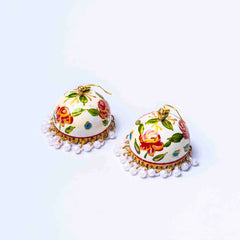 Bright Floral Meenakari Bell Jhumka