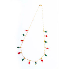 Beaded Pearl Oval Golden Necklace