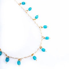 Beaded Pearl Oval Golden Necklace