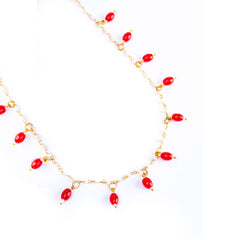 Beaded Pearl Oval Golden Necklace