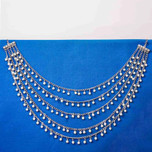Silver Pearl Multi Layered Necklace