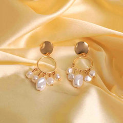 Gleaming Gold Baroque Pearl Dangle Earrings