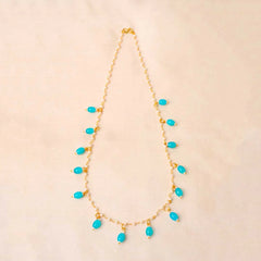 Beaded Pearl Oval Golden Necklace