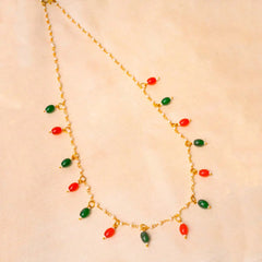 Beaded Pearl Oval Golden Necklace
