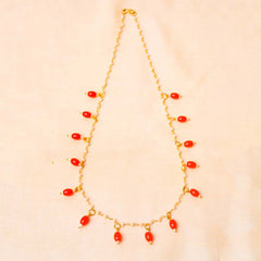 Beaded Pearl Oval Golden Necklace