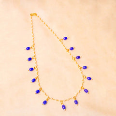 Beaded Pearl Oval Golden Necklace