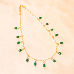 Beaded Pearl Oval Golden Necklace