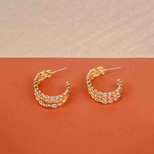 Braided Chain Triple Layered Open Hoops