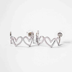 Silver Heart Half Hoop Earrings