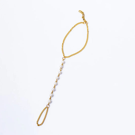 Golden Pearl Ring Bracelet