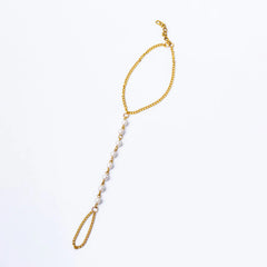Golden Pearl Ring Bracelet