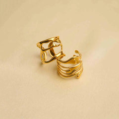 Pack of 2 Golden Assymetrical Hollow Rings