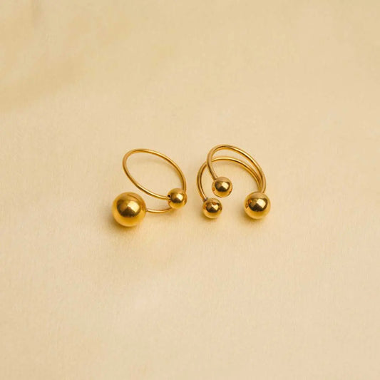 Pack of 2 Golden Orbit Sphere Open Rings