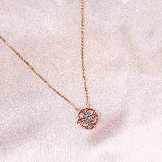 Rose Gold Floral Magnetic Pendant Necklace