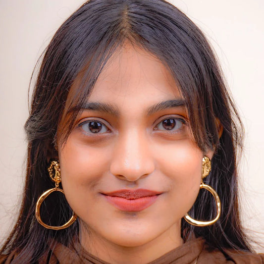 Golden Asymmetrical Circular Dangle Earrings