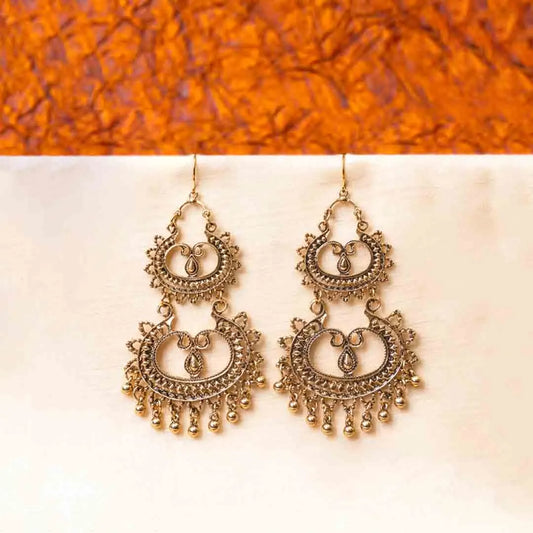 Antique Gold Chandbali Earrings