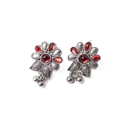 Oxidised Small Flower Studs