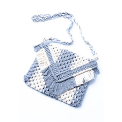 Macrame Blue N White Sling Bag