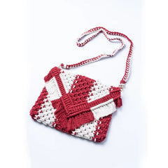 Macrame Red N White Sling Bag