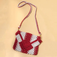 Macrame Red N White Sling Bag