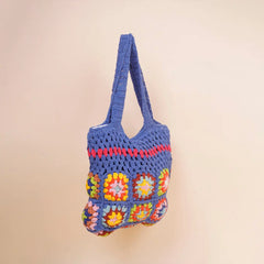 Blue Crochet Colourful Shoulder Bag