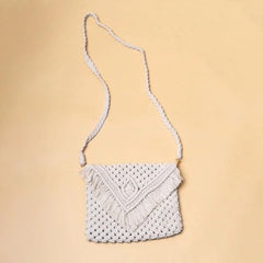 Macrame All White Sling Bag