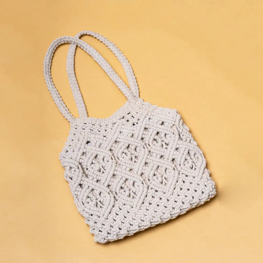 Macrame White Shoulder Bag