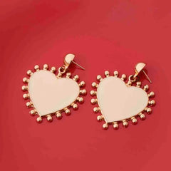Cream Heart Sundrop Earrings