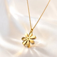 Golden Chain Silver Flower Spinning Necklace