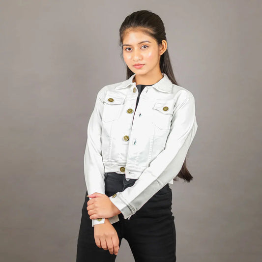 White Crop Demin Jacket
