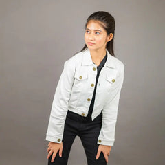 White Crop Demin Jacket