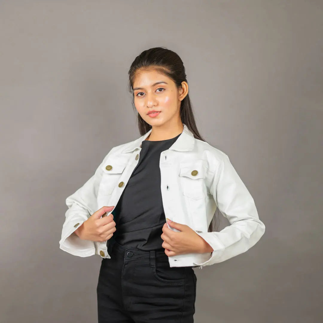 White Crop Demin Jacket