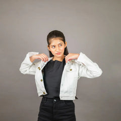 White Crop Demin Jacket