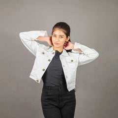 White Crop Demin Jacket
