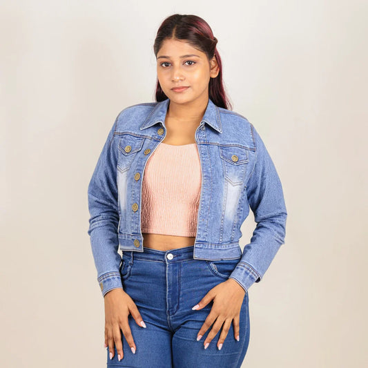 Light Blue Denim Crop Jacket