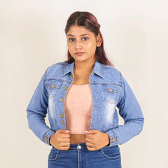 Light Blue Denim Crop Jacket