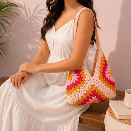 Sunset Blush Crochet Bag