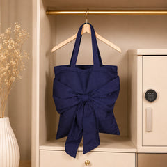 Midnight Blue Bow Tote Bag