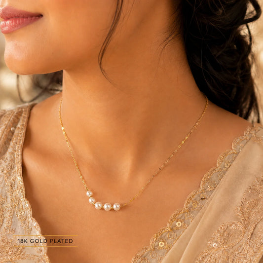 Pearl Chain Necklace - 18K Gold Plated