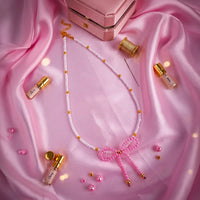 Sweetheart Beaded Bow Necklace
