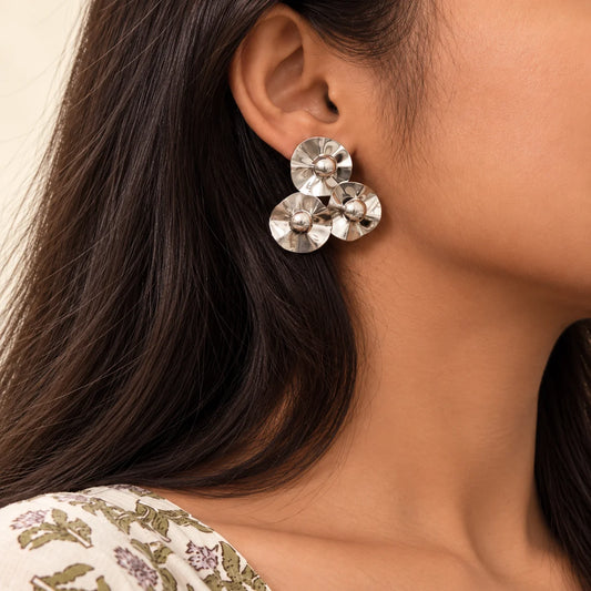 Silver Bloom Stud Earrings